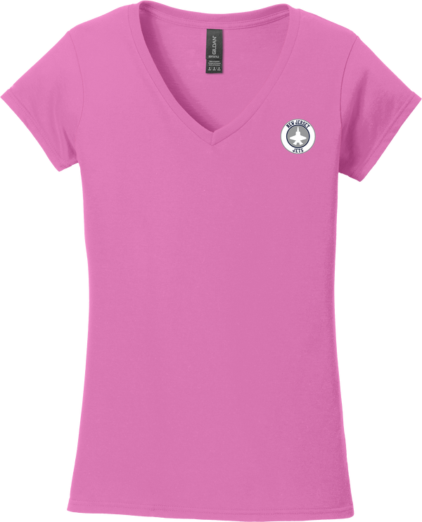 NJ Jets Softstyle Ladies Fit V-Neck T-Shirt