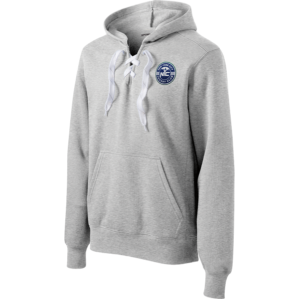 NYC Hockey Club Lace Up Pullover Hooded Sweatshirt
